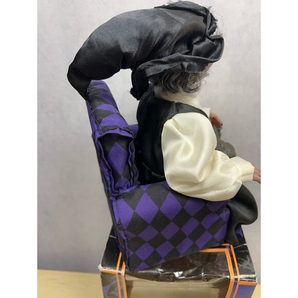 Vintage Gemmy Animated Halloween Witch in Chair Petting Cat Lights & Sou… - Picture 6 of 12